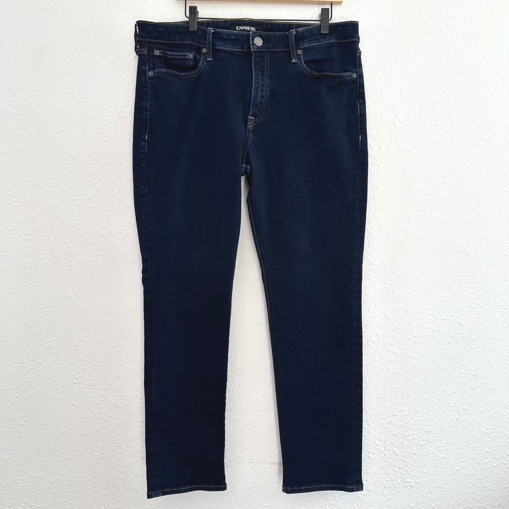 Express Slim Jeans Mens 36x30 Dark Wash Hyper Stretch Denim Casual